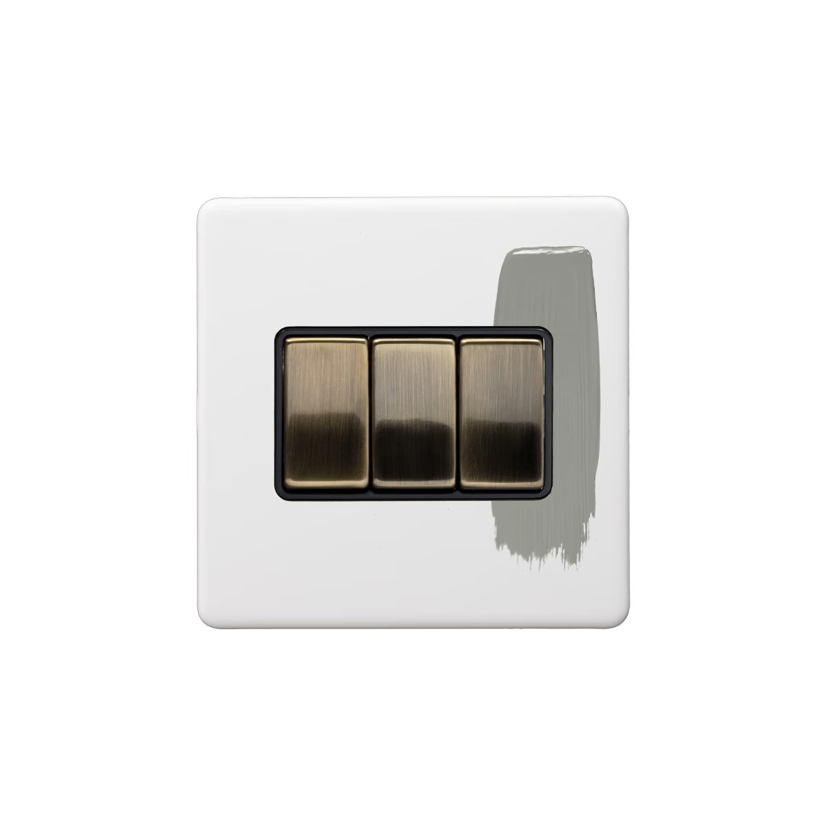 Soho Lighting 10A 3 Gang 2 Way Switch Paintable with Antique Brass Detail Black Insert Uneeka