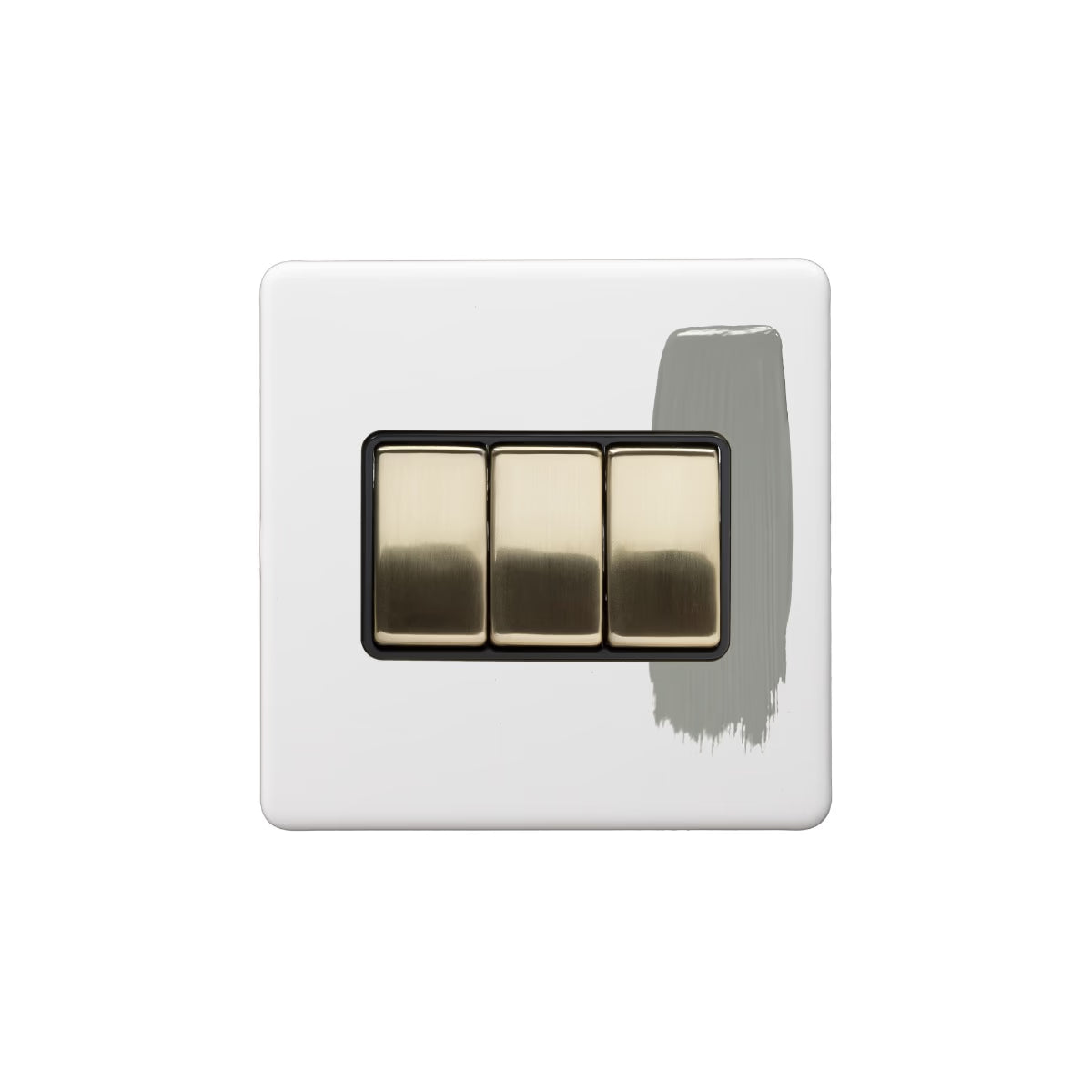 Soho Lighting 10A 3 Gang 2 Way Switch Paintable with Brushed Brass with Black Insert Uneeka