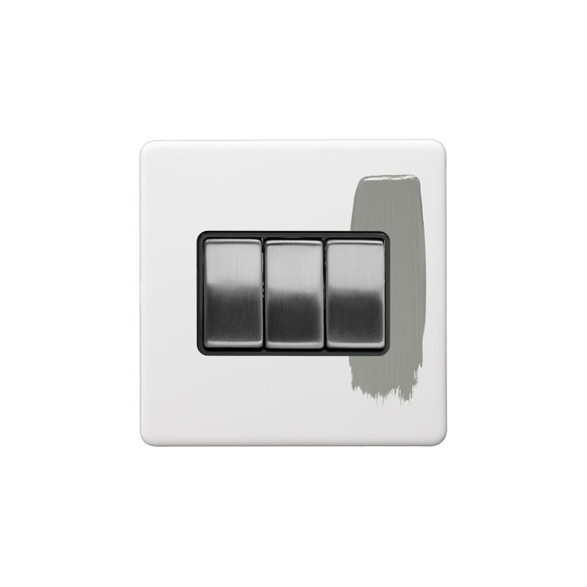 Soho Lighting 10A 3 Gang 2 Way Switch Paintable with Brushed Chrome and Black Insert Uneeka