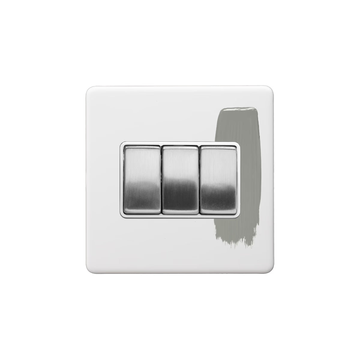 Soho Lighting 10A 3 Gang 2 Way Switch Paintable with Brushed Chrome and White Insert Uneeka