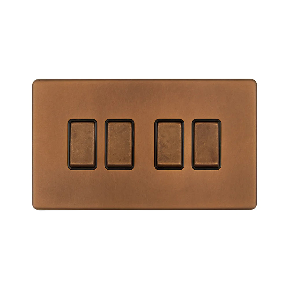 Soho Lighting 10A 4 Gang 2 Way Switch - Antique Copper - Uneeka
