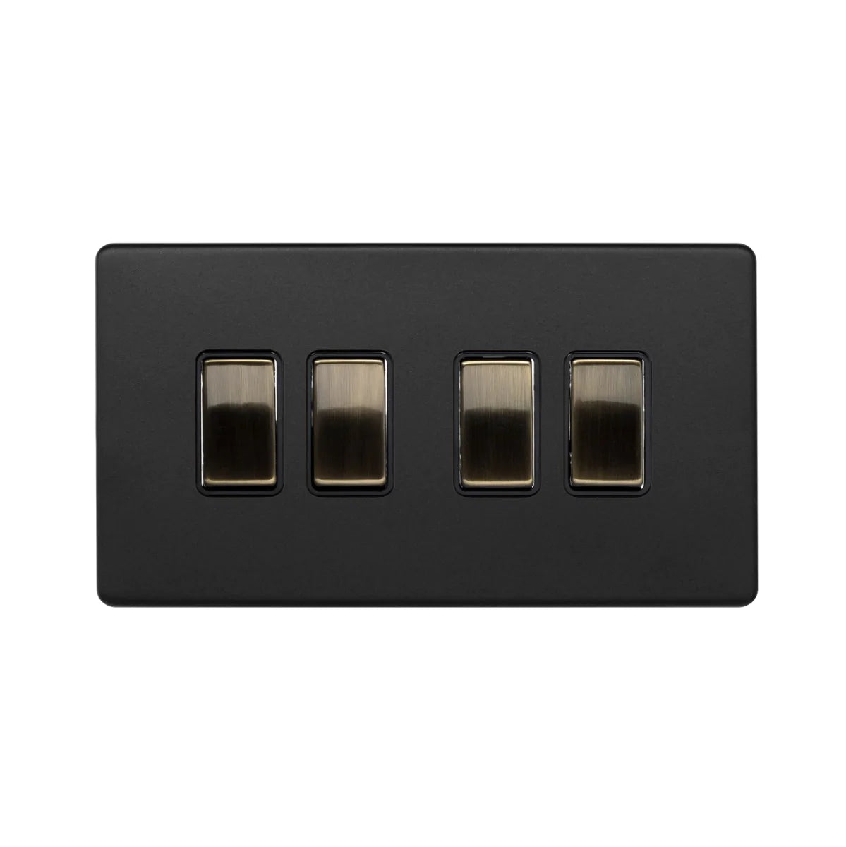 Soho Lighting 10A 4 Gang 2 Way Switch Matt Black & Antique Brass Uneeka