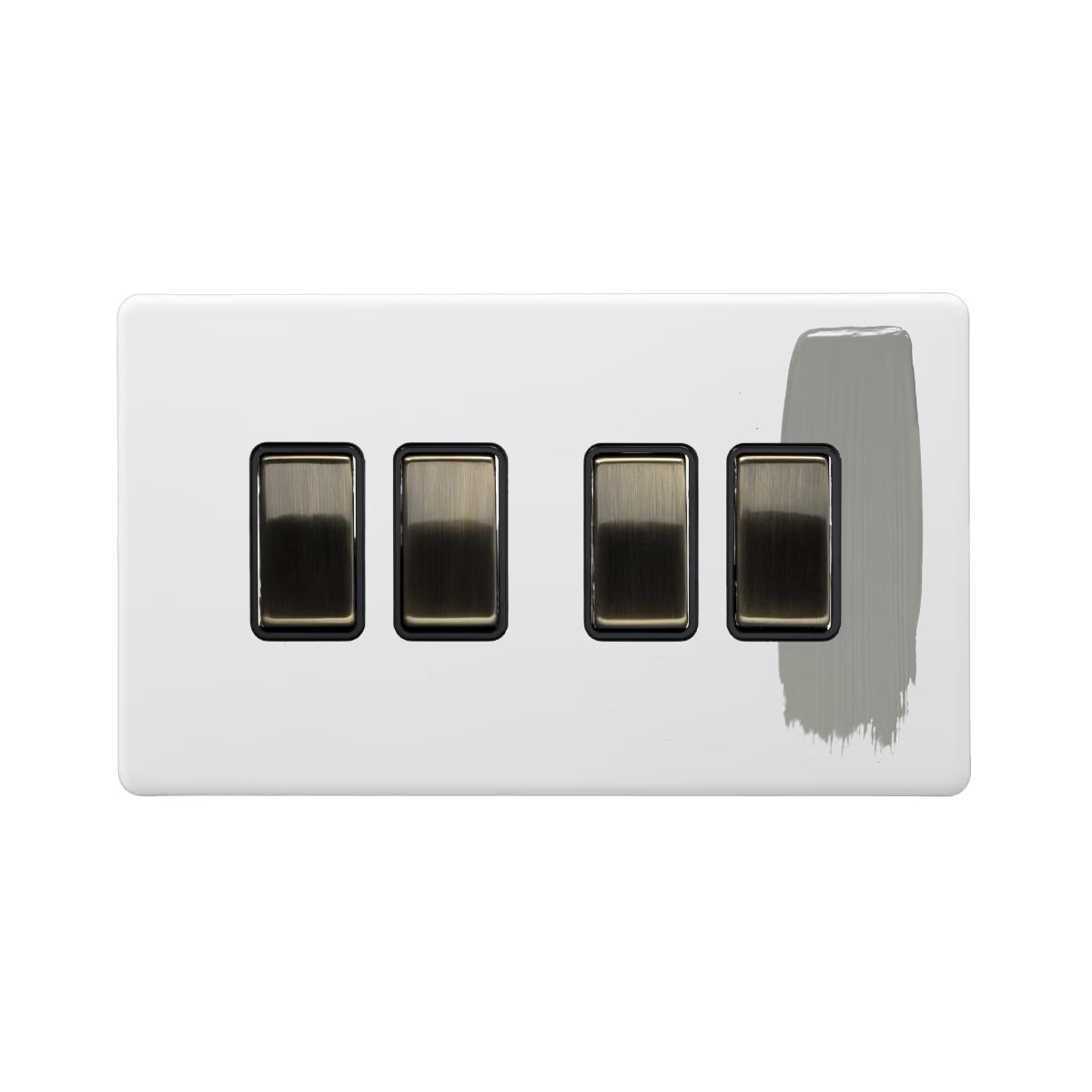 Soho Lighting 10A 4 Gang 2 Way Switch Paintable with Antique Brass Uneeka