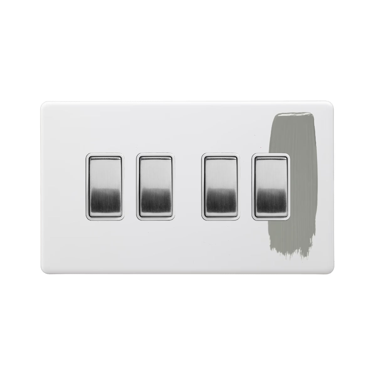 Soho Lighting 10A 4 Gang 2 Way Switch Paintable with Brushed Chrome and White Insert Uneeka