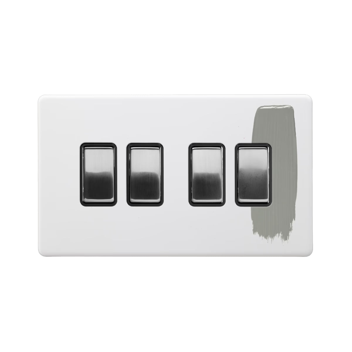 Soho Lighting 10A 4 Gang 2 Way Switch Paintable with Brushed Chrome with Black Insert Uneeka