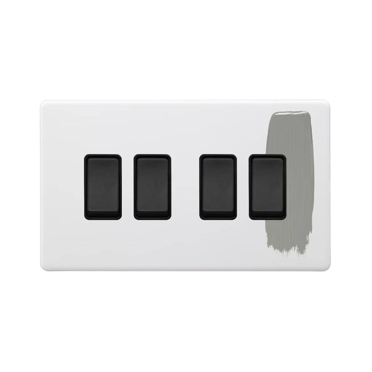 Soho Lighting 10A 4 Gang 2 Way Switch Paintable with Matt Black Detail Uneeka
