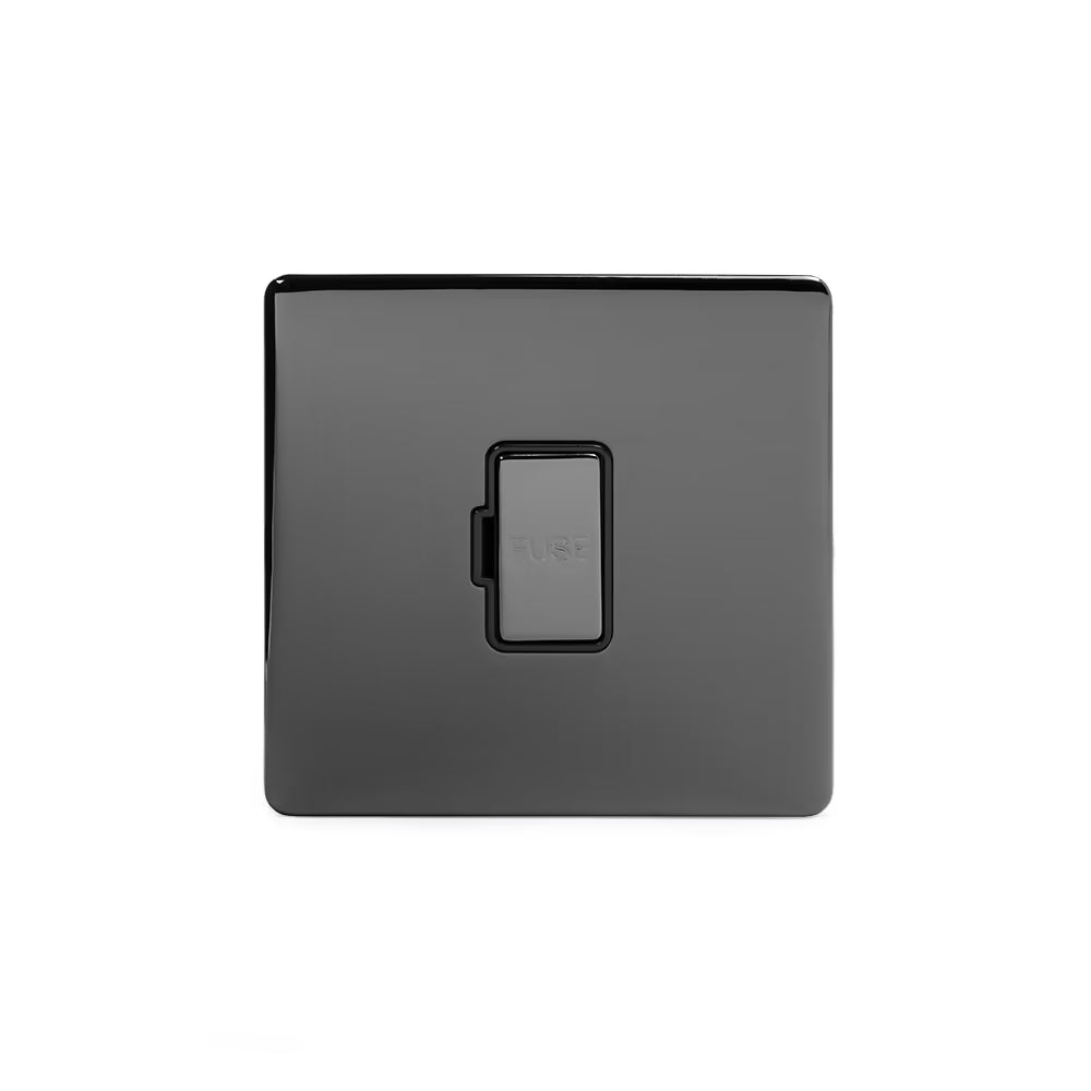 Soho Lighting 13A Double Pole Unswitched Fused Connection Unit Black Nickel Black Insert Uneeka