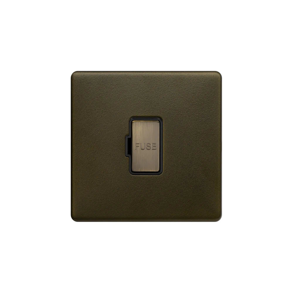 Soho Lighting 13A Double Pole Unswitched Fused Connection Unit Bronze Black Insert Screwless Finish Uneeka