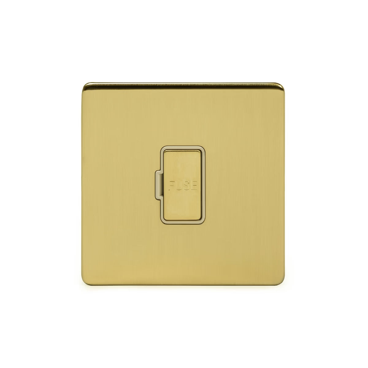 Soho Lighting 13A Double Pole Unswitched Fused Connection Unit Brushed Brass White Insert Screwless Finish Uneeka