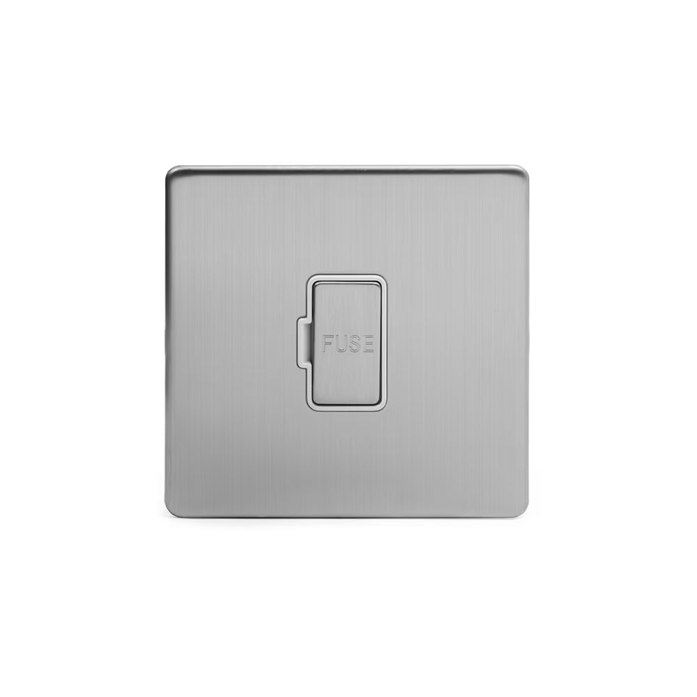 Soho Lighting 13A Double Pole Unswitched Fused Connection Unit Brushed Chrome & White Insert Uneeka