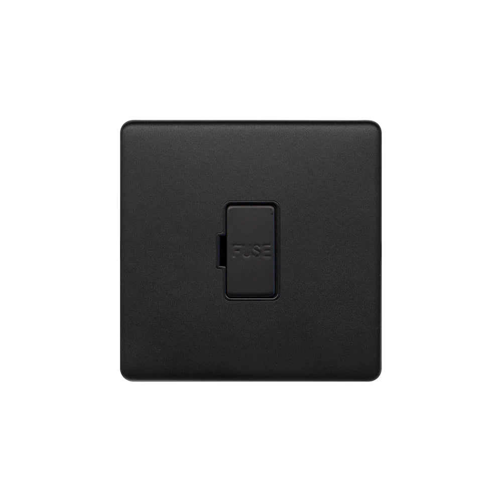 Soho Lighting 13A Double Pole Unswitched Fused Connection Unit Matt Black Black Insert Screwless Finish Uneeka