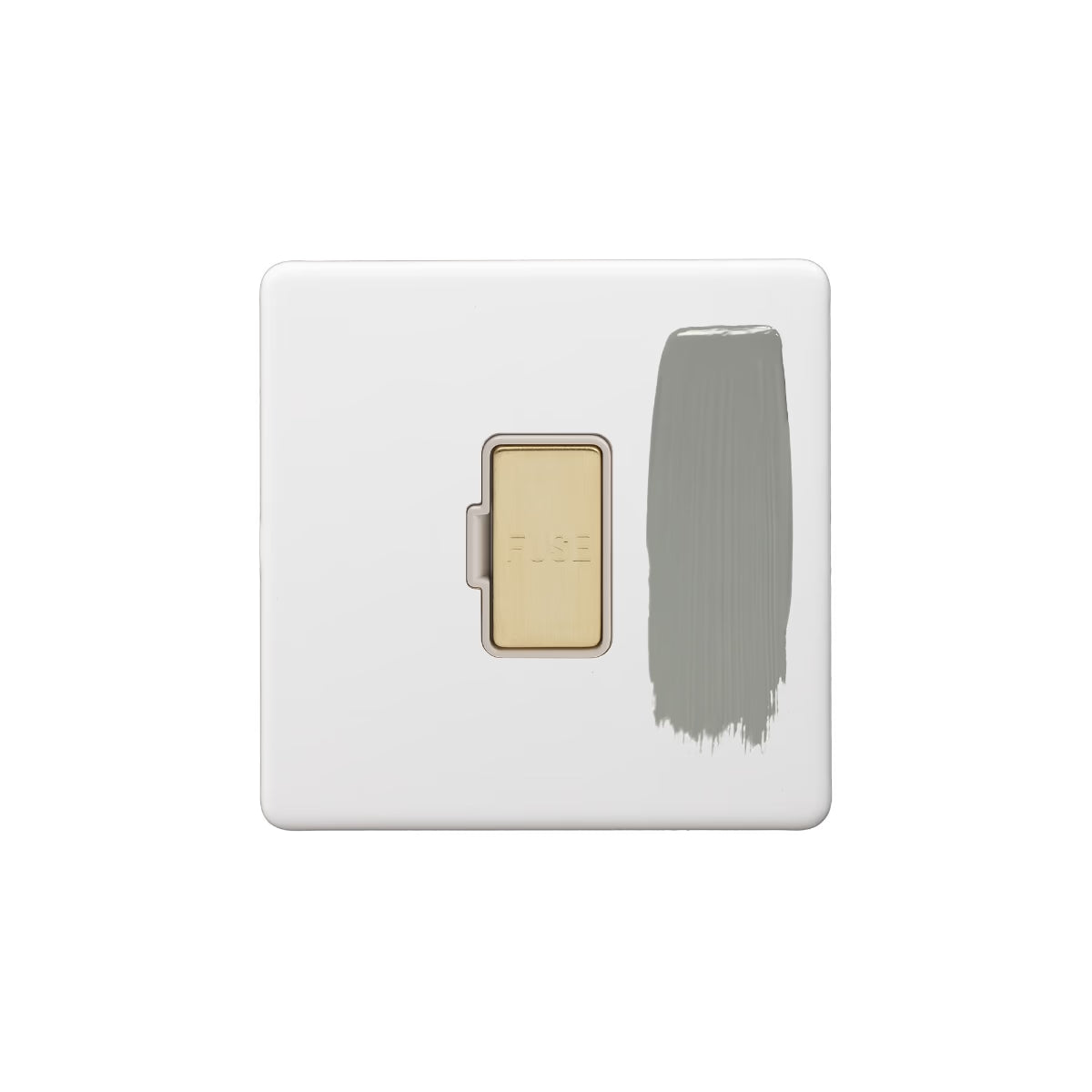 Soho Lighting 13A Double Pole Unswitched Fused Connection Unit Paintable with Brushed Brass White Insert Uneeka
