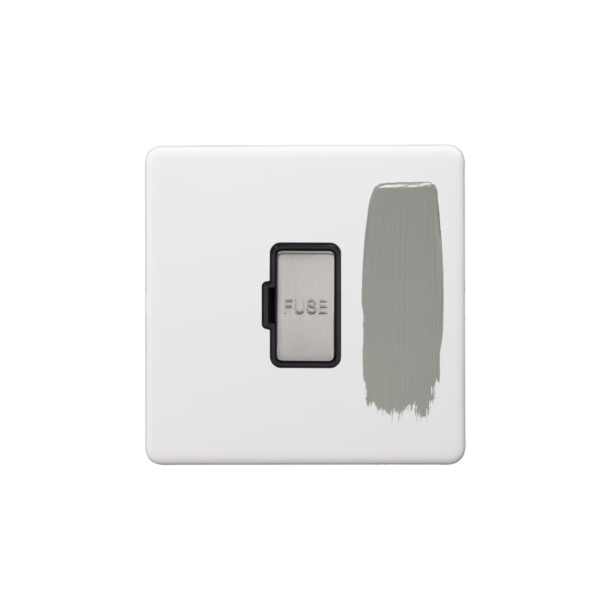 Soho Lighting 13A Double Pole Unswitched Fused Connection Unit Paintable with Brushed Chrome Black insert Uneeka