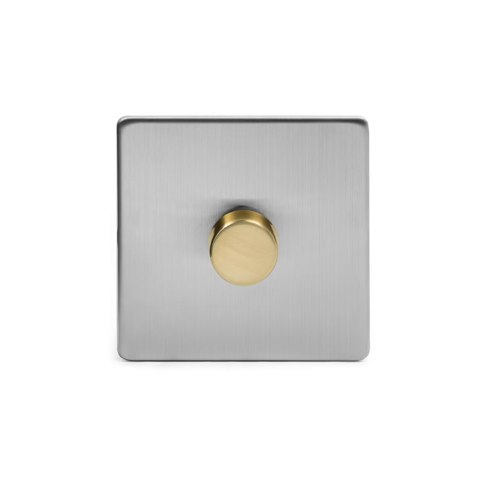 Soho Lighting 1 Gang 2 Way Intelligent Dimmer Switch - Brushed Chrome & Brushed Brass Uneeka