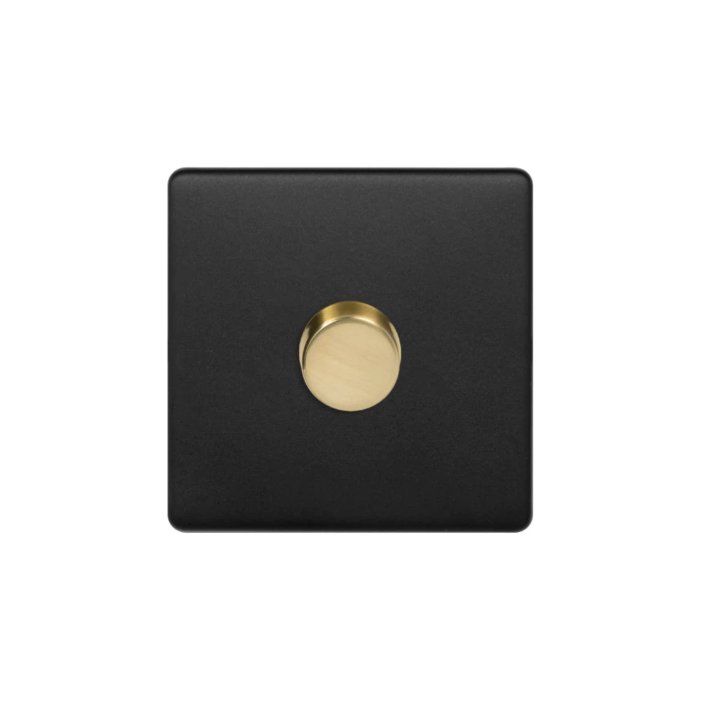 Soho Lighting 1 Gang 2 Way Intelligent Dimmer Switch - Matt Black & Brushed Brass - Uneeka