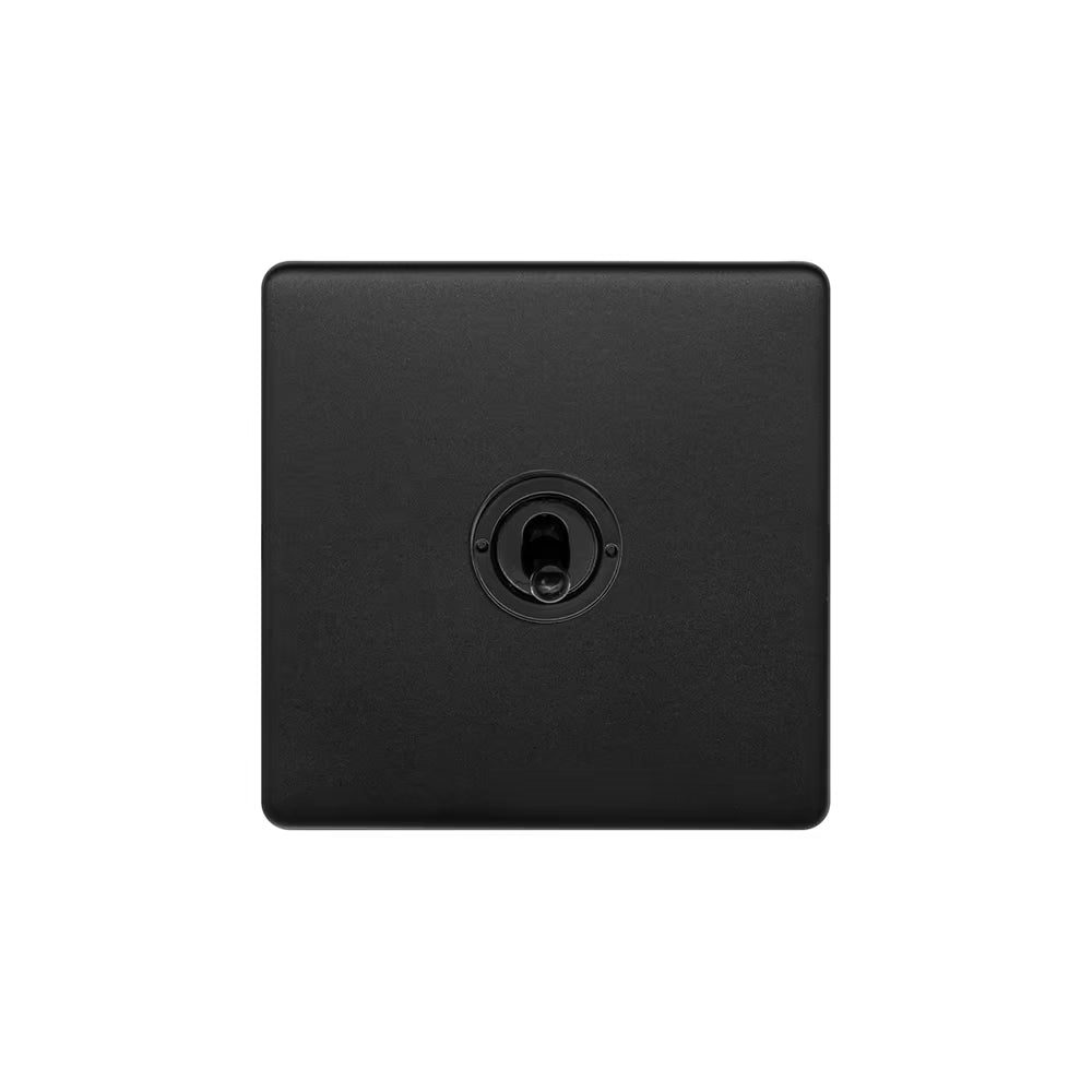 Soho Lighting 1 Gang 2 Way Toggle Switch - Matt Black Screwless Finish - Uneeka