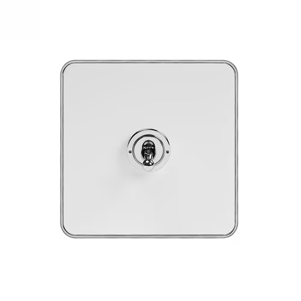 Soho Lighting 1 Gang 2 Way Toggle Switch - White & Polished Chrome - Screwless Finish - Uneeka