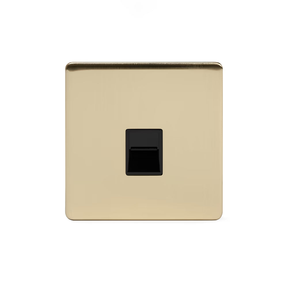 Soho Lighting 1 Gang BT Telephone Master Socket Brushed Brass Black Insert Uneeka