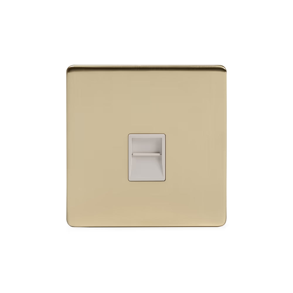 Soho Lighting 1 Gang BT Telephone Master Socket Brushed Brass White Insert Uneeka