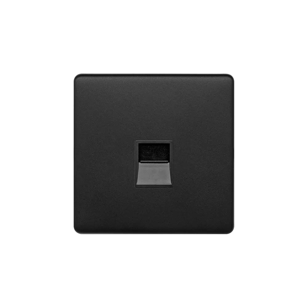 Soho Lighting 1 Gang BT Telephone Master Socket Matt Black Black insert Screwless Finish Uneeka
