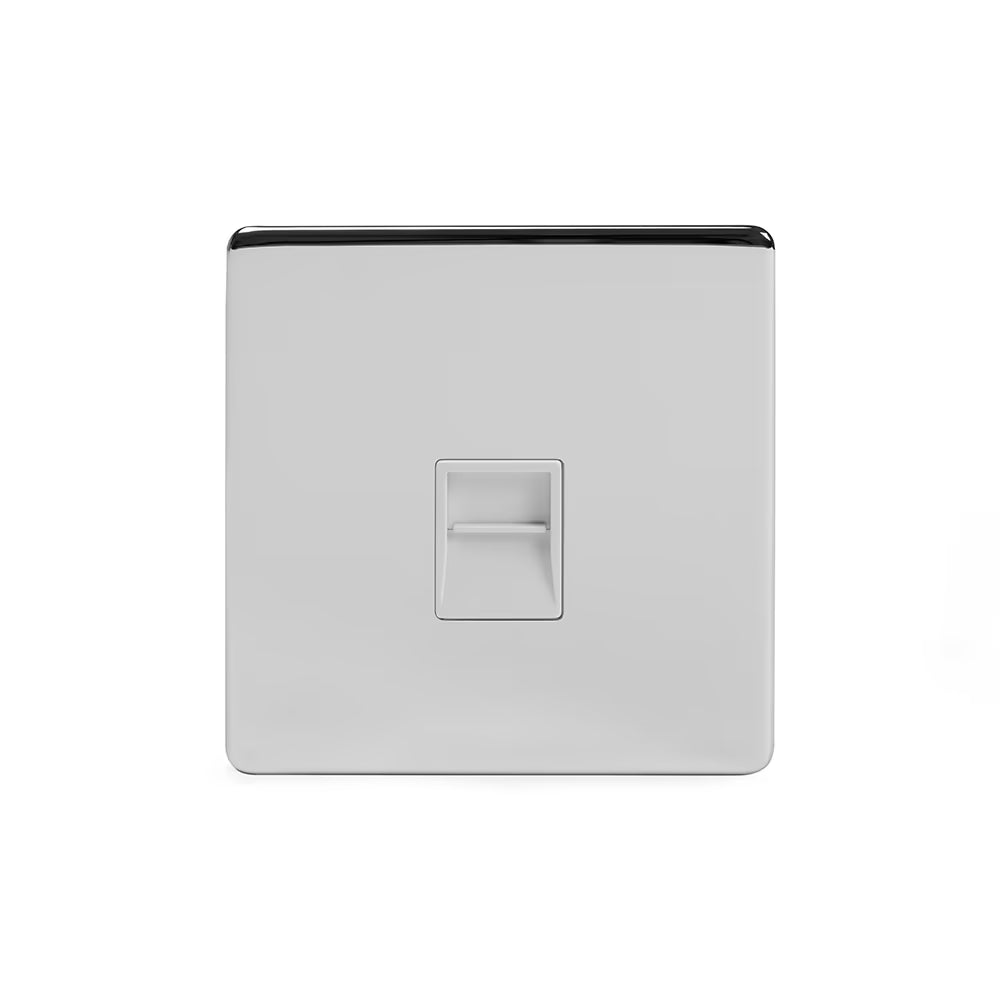 Soho Lighting 1 Gang BT Telephone Master Socket Polished Chrome White Insert Uneeka