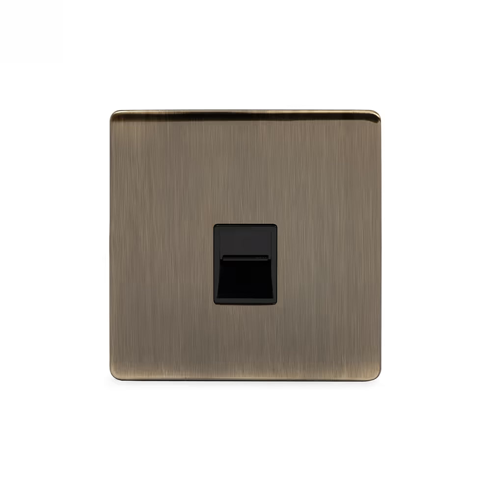 Soho Lighting 1 Gang BT Telephone Secondary Socket Antique Brass Uneeka 
