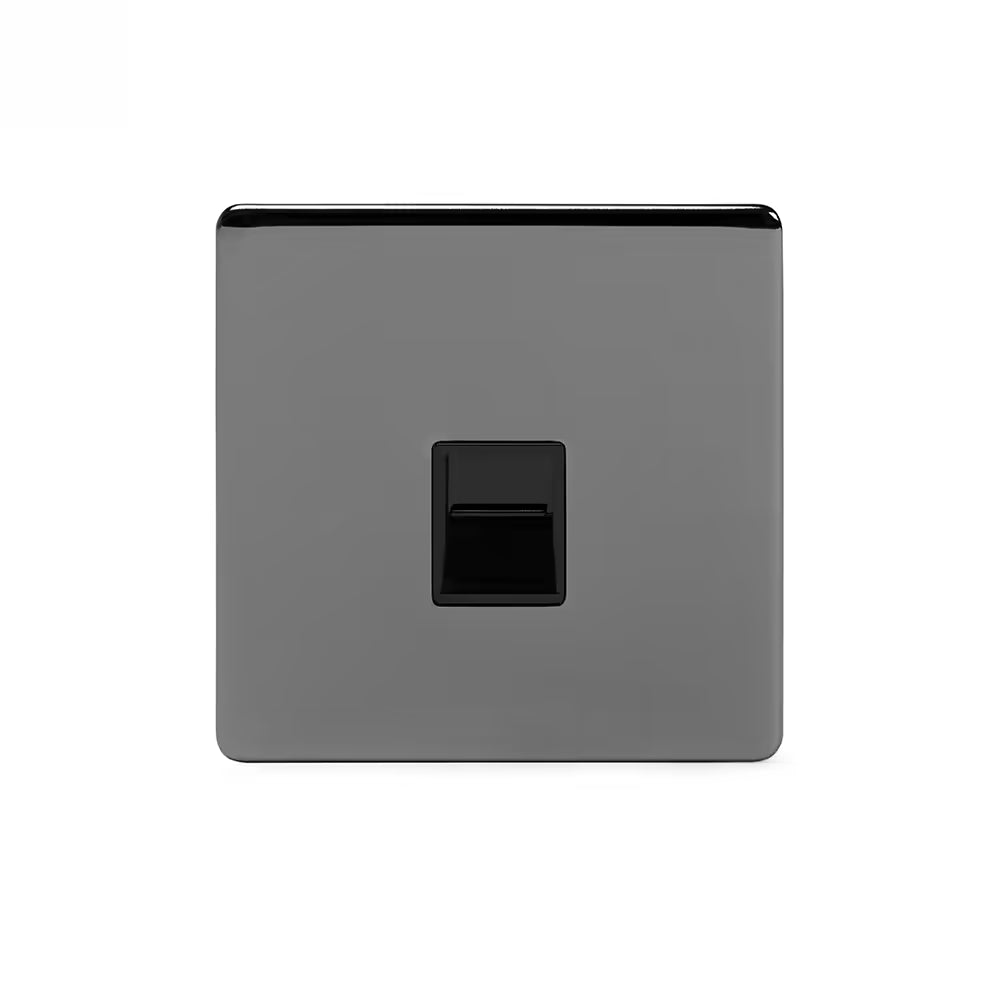 Soho Lighting 1 Gang BT Telephone Secondary Socket Black Nickel Black Insert Uneeka