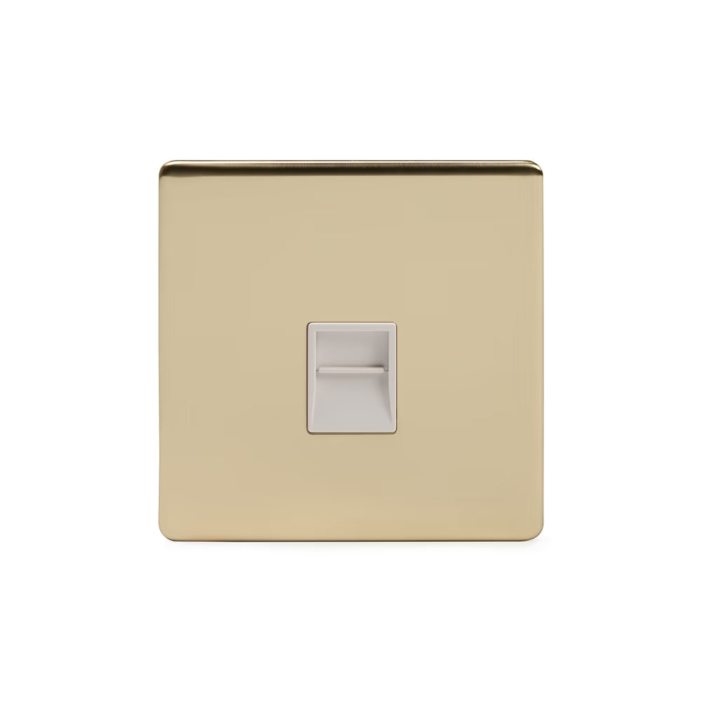 Soho Lighting 1 Gang BT Telephone Secondary Socket Brushed Brass White Insert Uneeka
