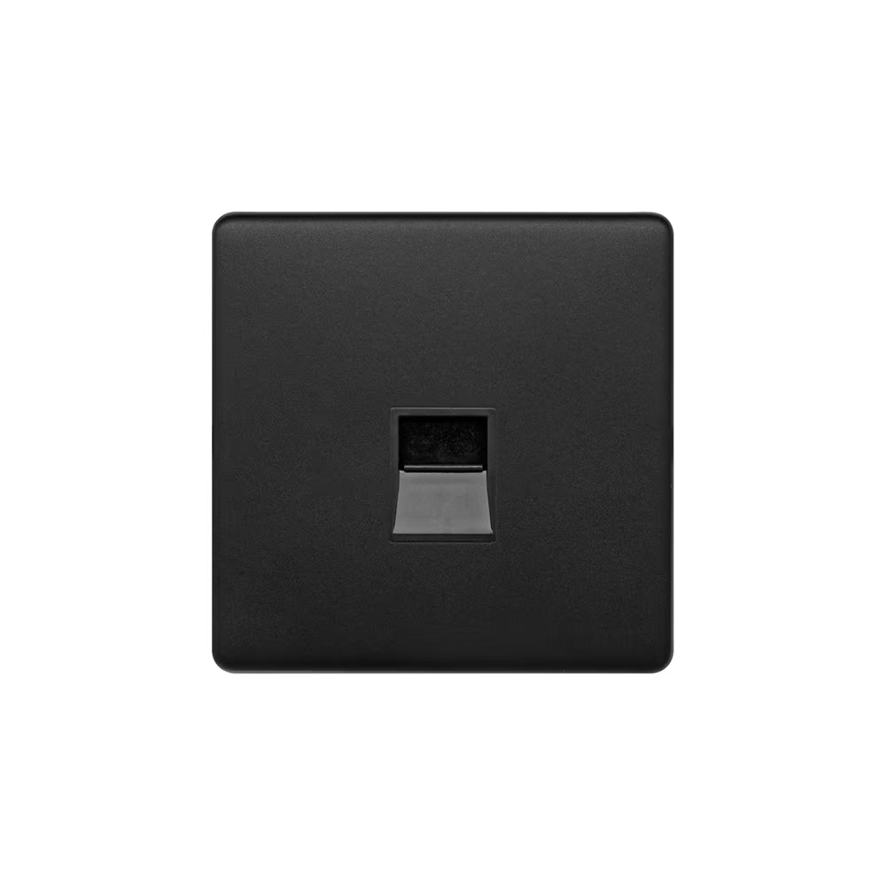 Soho Lighting 1 Gang BT Telephone Secondary Socket Matt Black Black Insert Uneeka
