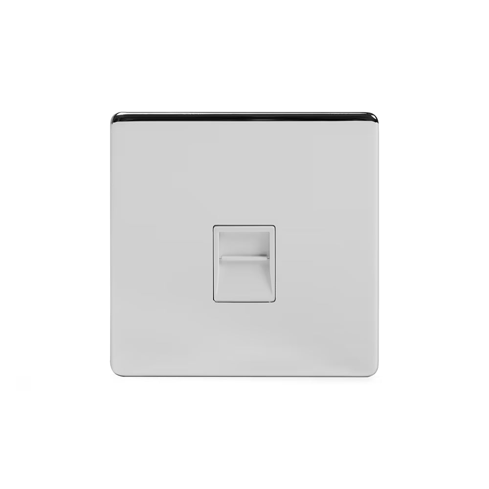 Soho Lighting 1 Gang BT Telephone Secondary Socket Polished Chrome White Insert Uneeka