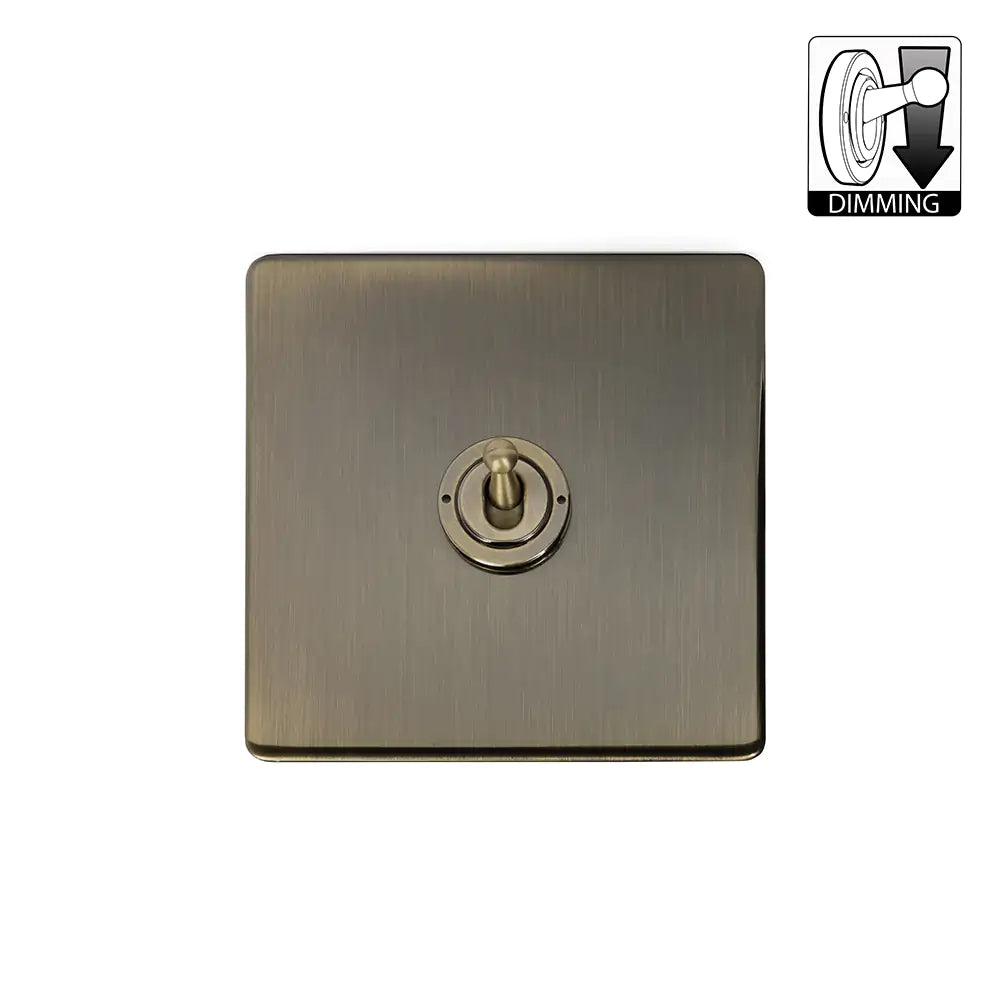 Soho Lighting 1 Gang Dimming Toggle Switch - Antique Brass - Uneeka