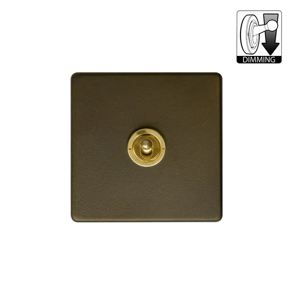 Soho Lighting 1 Gang Dimming Toggle Switch - Bronze & Brushed Brass Uneeka