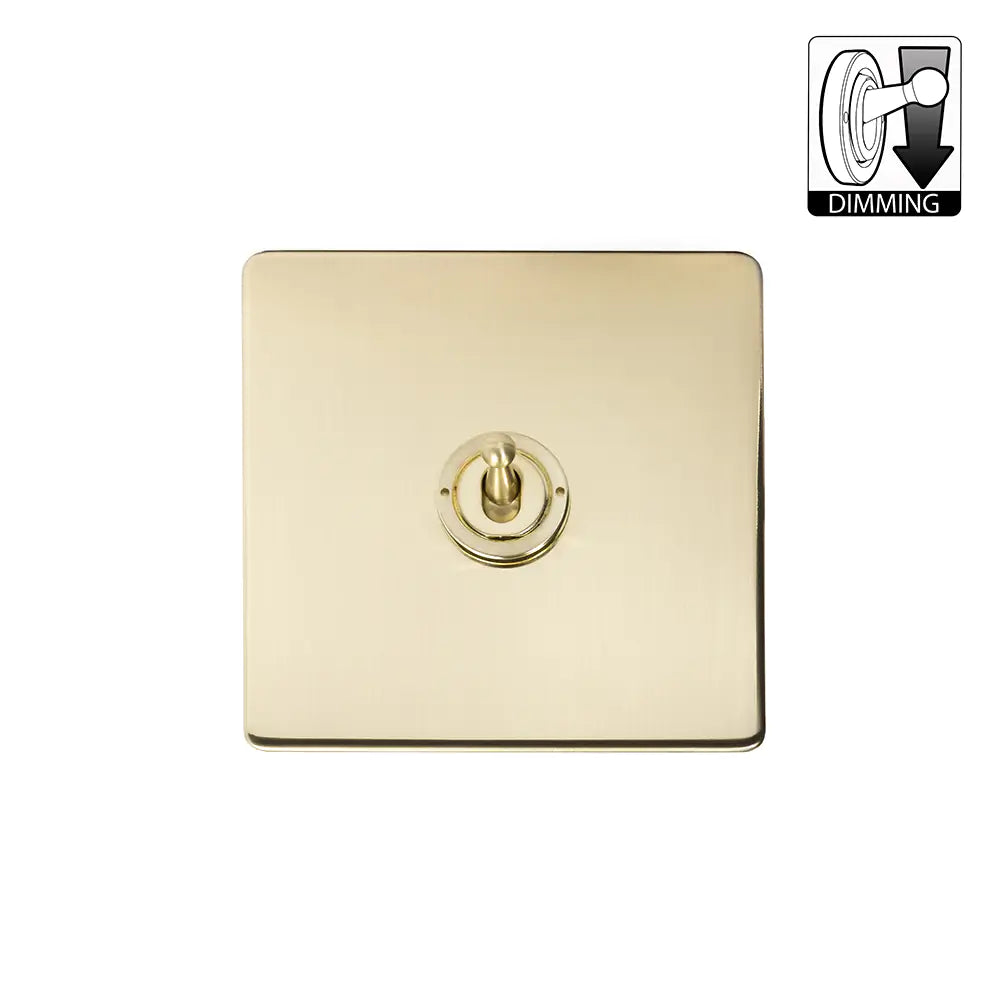 Soho Lighting 1 Gang Dimming Toggle Switch - Brushed Brass - Uneeka