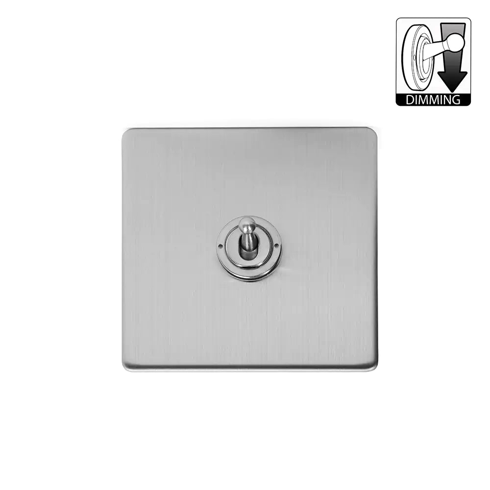 Soho Lighting 1 Gang Dimming Toggle Switch Brushed Chrome - Uneeka
