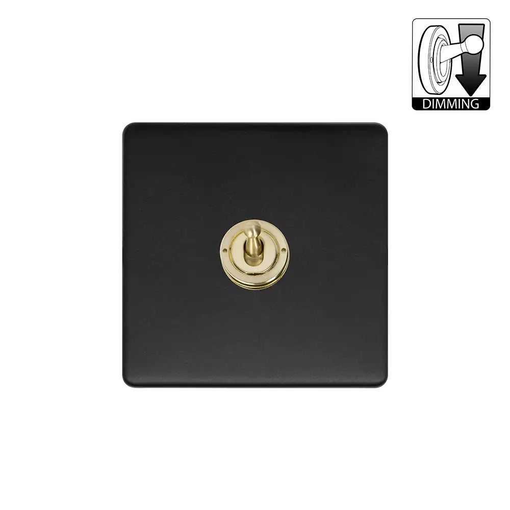Soho Lighting 1 Gang Dimming Toggle Switch - Matt Black & Brushed Black - Uneeka 
SS-SH-20-LTS501-MBR