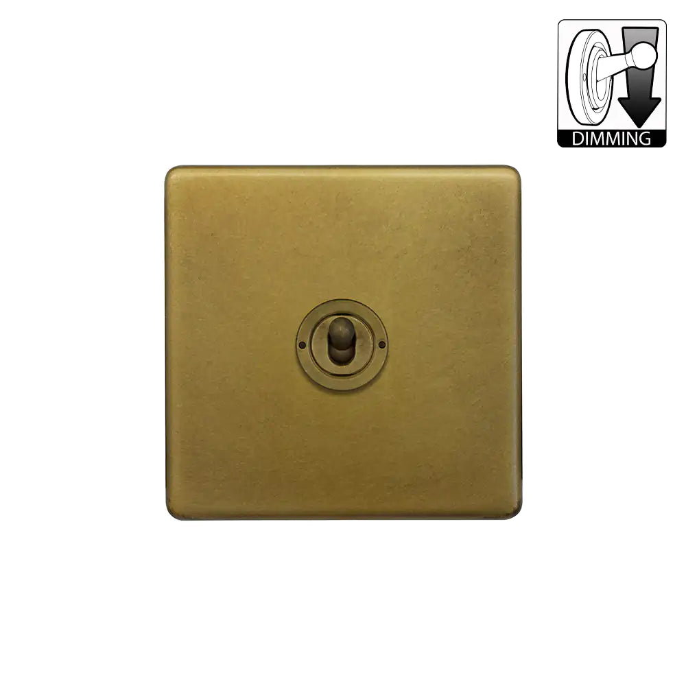 Soho Lighting 1 Gang Dimming Toggle Switch - Old Brass - Uneeka