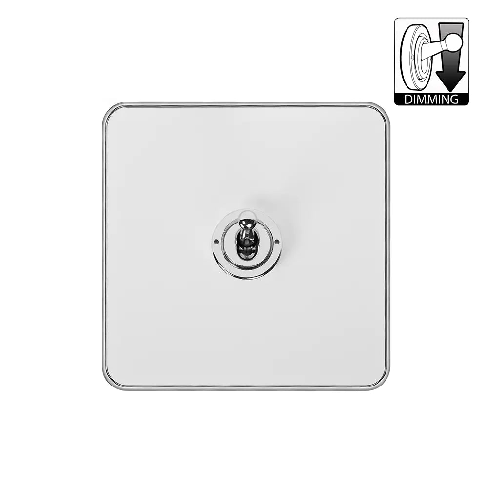 Soho Lighting 1 Gang Dimming Toggle Switch - White Metal & Polished Chrome - Uneeka
