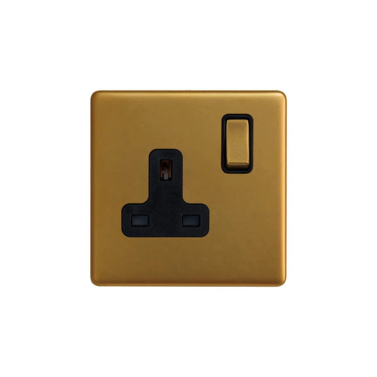 Soho Lighting 1 Gang Double Pole Socket Single 13A Antique Gold Uneeka