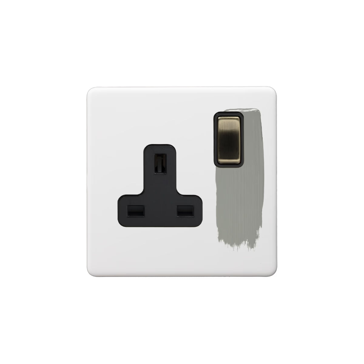 Soho Lighting 1 Gang Double Pole Socket Single 13A Paintable with Antique Brass Uneeka