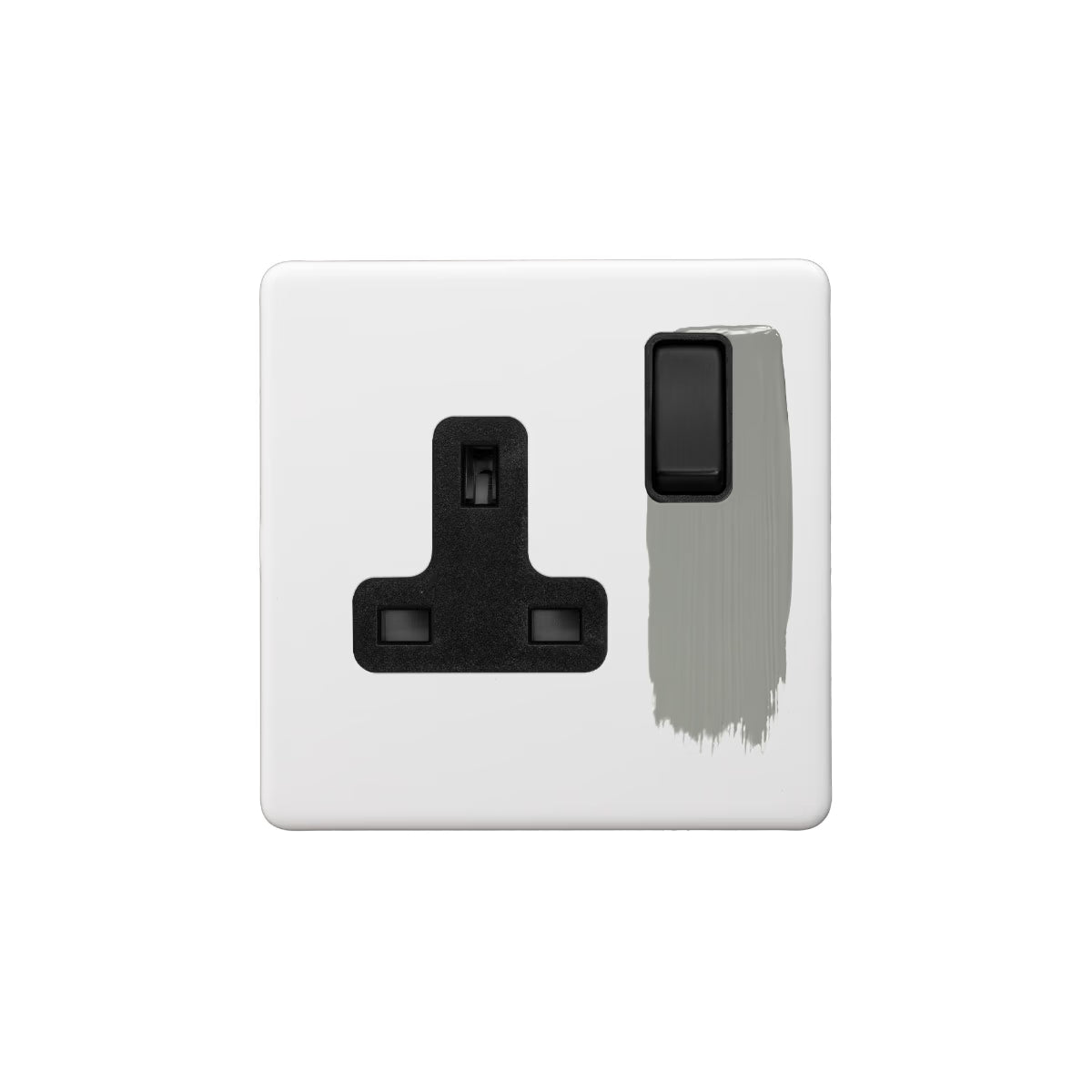 Soho Lighting 1 Gang Double Pole Socket Single 13A Paintable with Matt Black Detail Uneeka