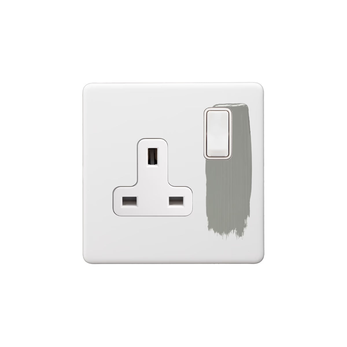 Soho Lighting 1 Gang Double Pole Socket Single 13A Paintable with White Detail Uneeka