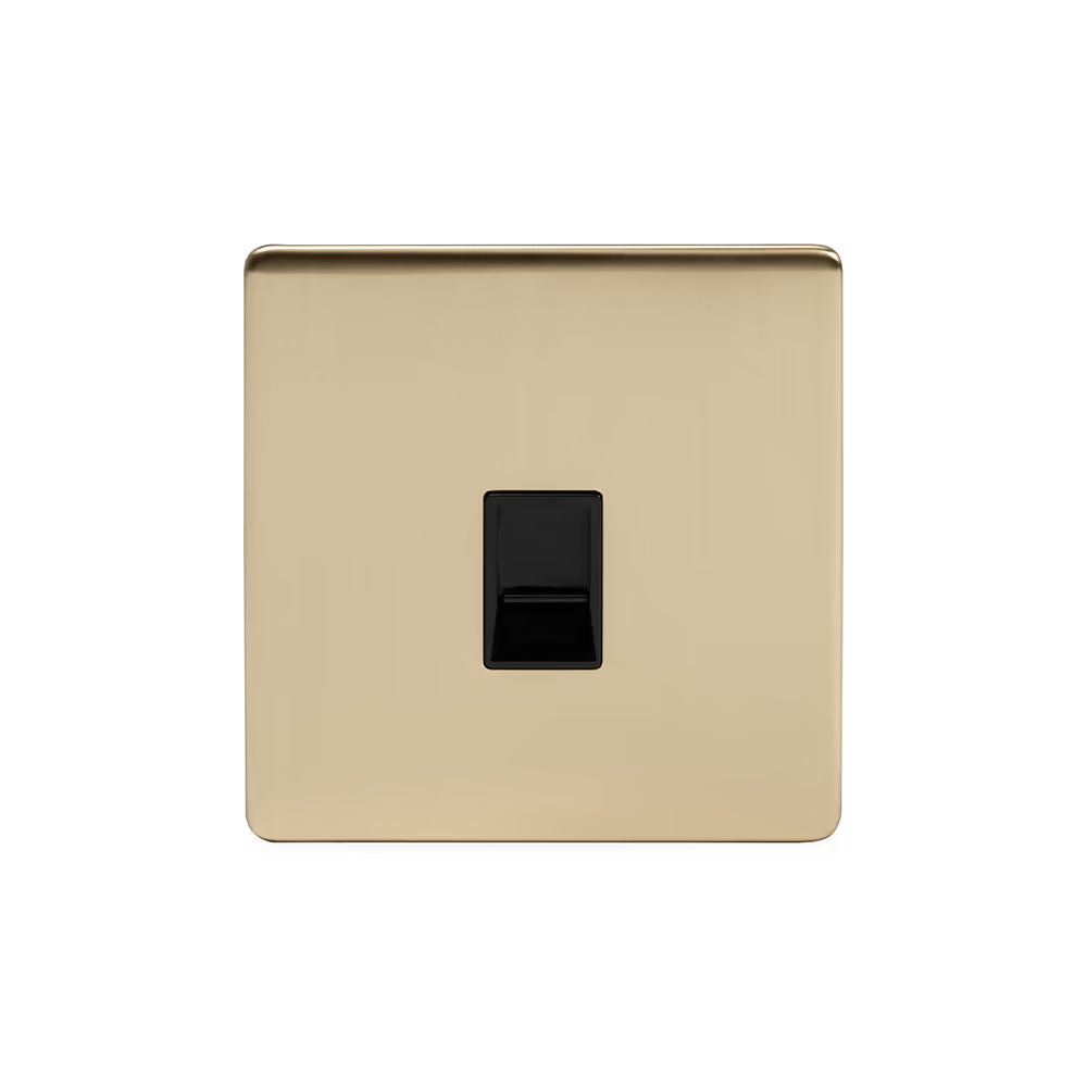 Soho Lighting 1 Gang Ethernet Cat5 Cat6 Data Socket Brushed Brass Black Insert Uneeka