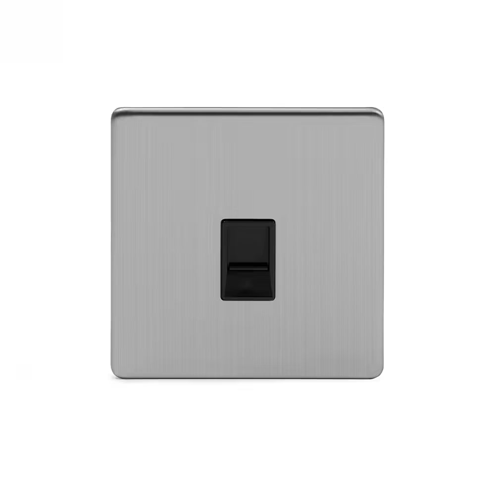 Soho Lighting 1 Gang Ethernet Cat5 Cat6 Data Socket Brushed Chrome Black Insert Uneeka