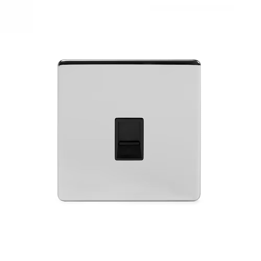 Soho Lighting 1 Gang Ethernet Cat5 Cat6 Data Socket Polished Chrome Black Insert Screwless Finish Uneeka