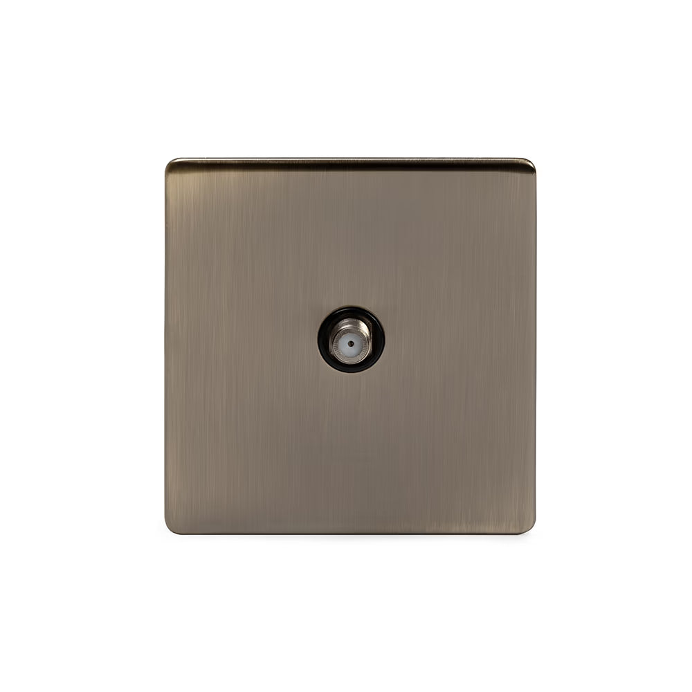 Soho Lighting 1 Gang Satellite Socket Antique Brass Uneeka 1