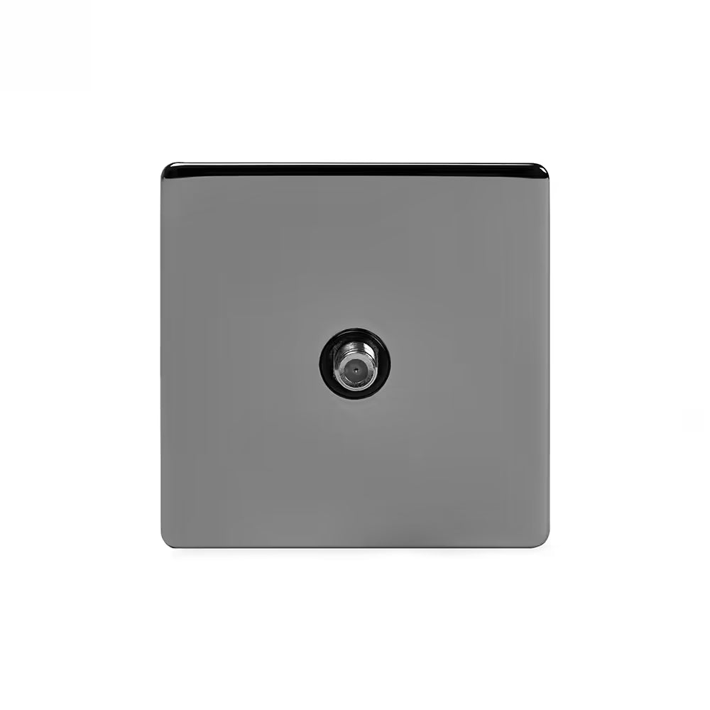 Soho Lighting 1 Gang Satellite Socket Black Nickel Black Insert Uneeka
