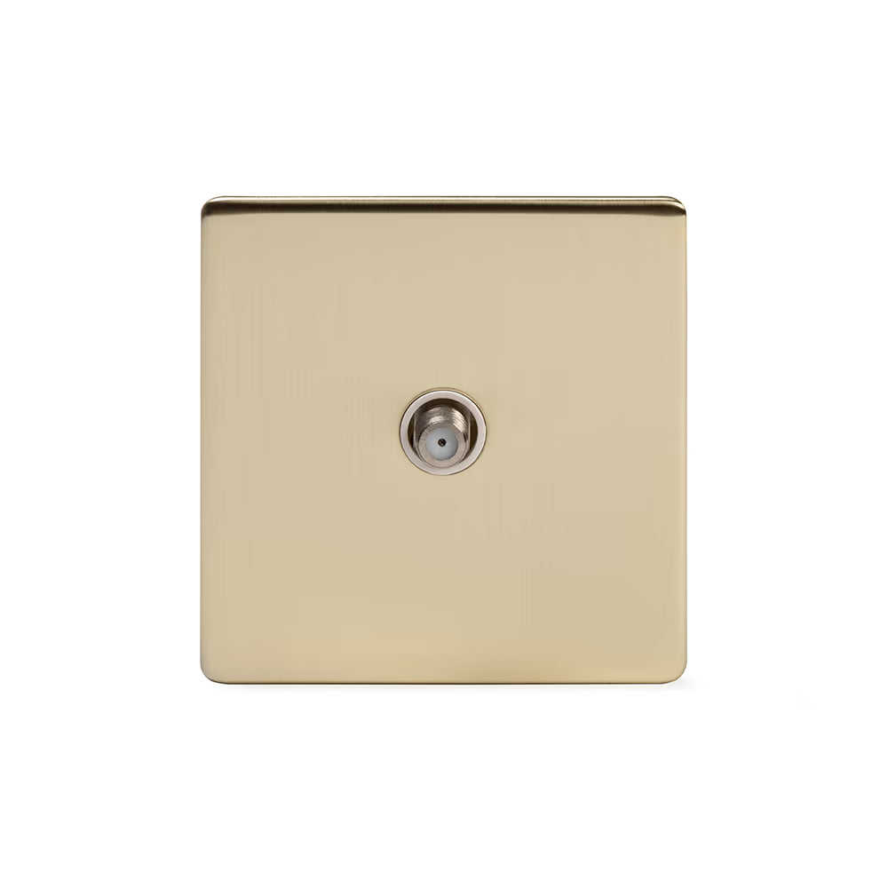Soho Lighting 1 Gang Satellite Socket Brushed Brass White Insert Uneeka