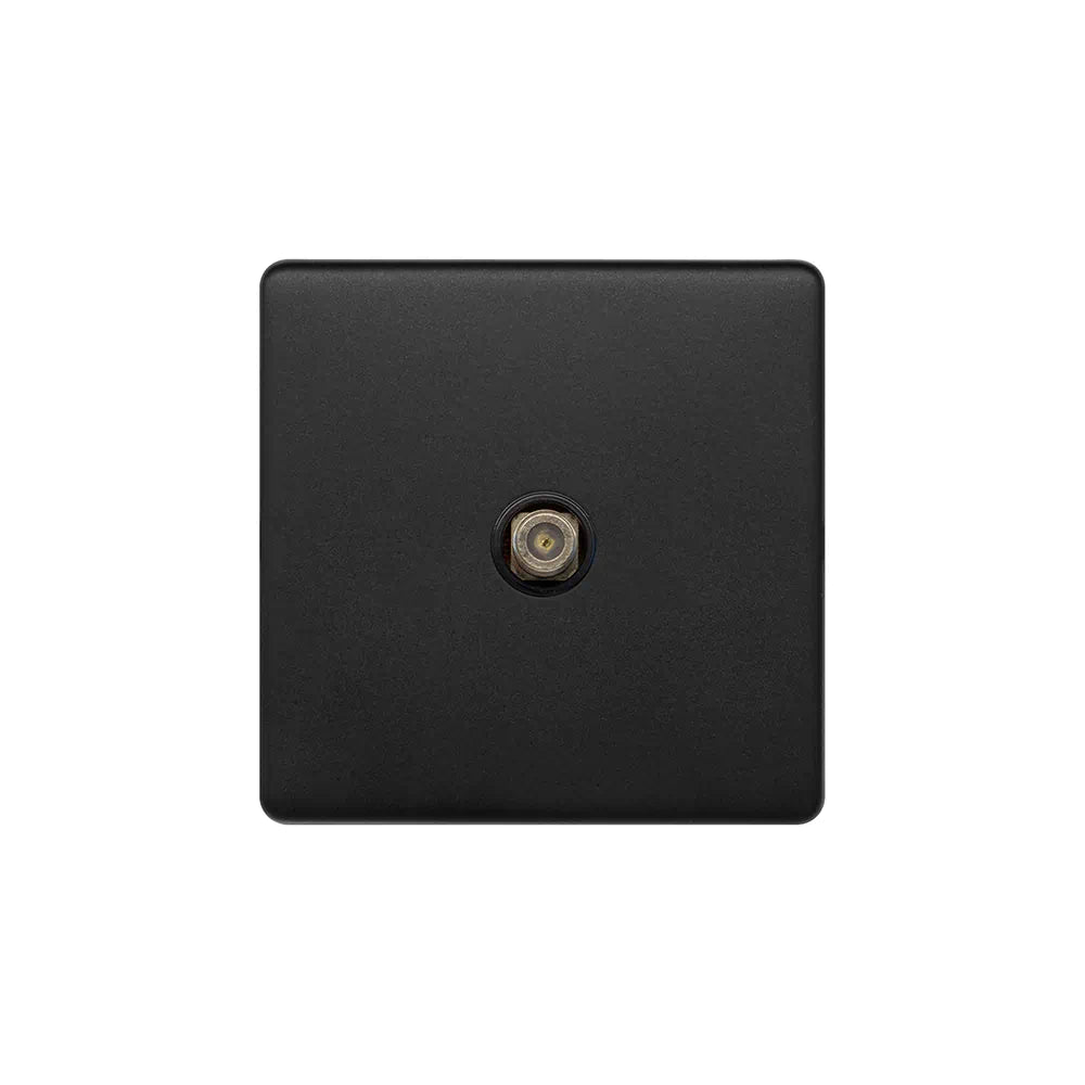 Soho Lighting 1 Gang Satellite Socket Matt Black Screwless Uneeka