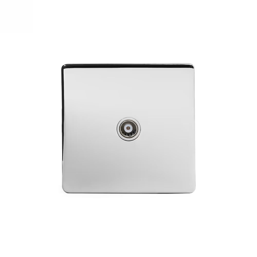 Soho Lighting 1 Gang Satellite Socket Polished Chrome White Insert Uneeka