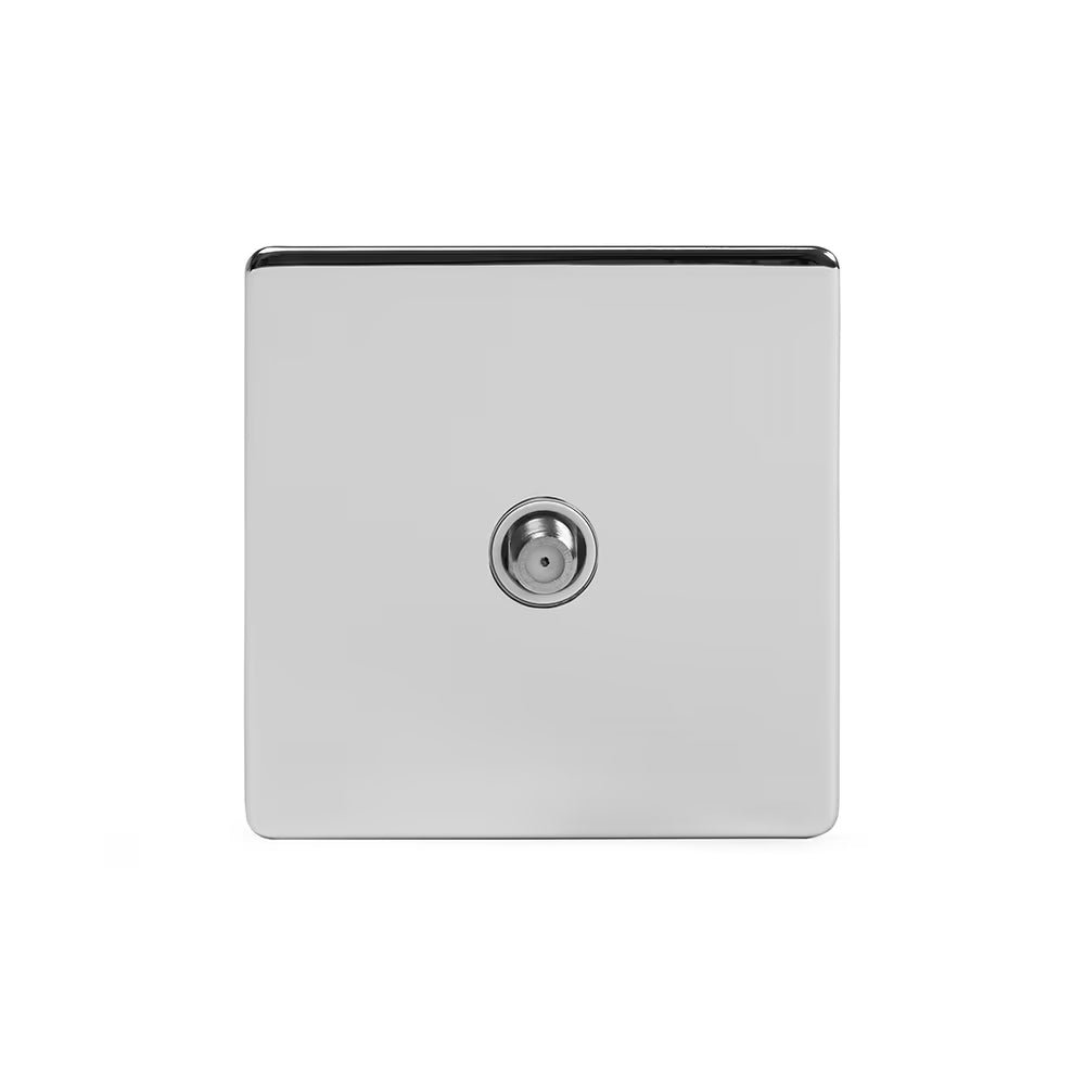 Soho Lighting 1 Gang Satellite Socket Polished Chrome White Insert Uneeka